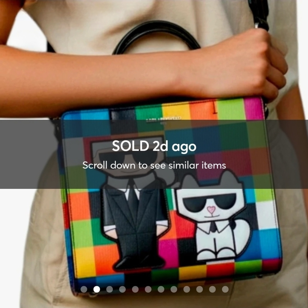 Karl Lagerfeld Paris Maybelle Checkered Bag w/Iconic Characters, NWT & Dustbag